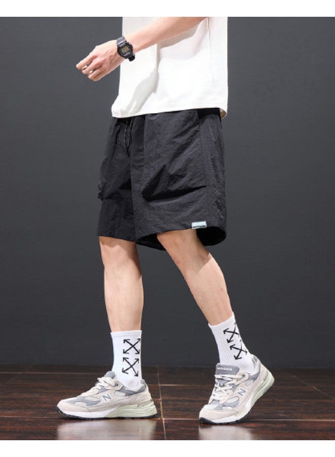 EPTISON Summer Men's Ice Silk Breathable Straight-leg Casual Shorts With Fake Back Pockets Wide-leg Cargo Shorts - Image 1