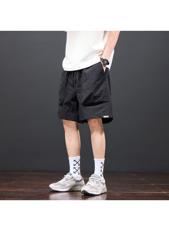 EPTISON Summer Men's Ice Silk Breathable Straight-leg Casual Shorts With Fake Back Pockets Wide-leg Cargo Shorts - Image 5