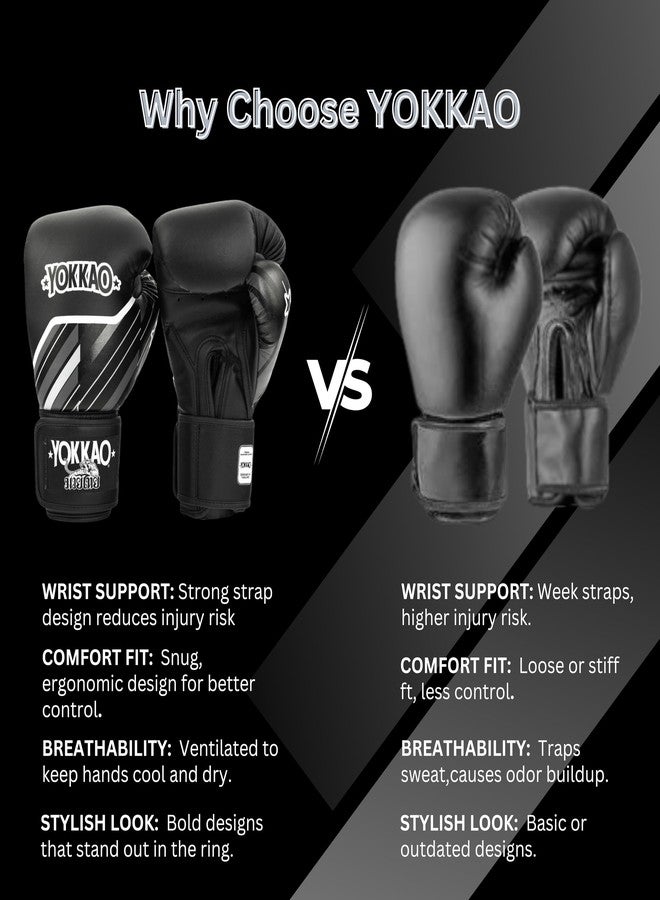 Yokkao Muay Thai Boxing Gloves - Essential Gloves for Beginners Men & Women Microfiber Leather Multi-Layered Foam Padding & Secure Fit (Essential Black, 8oz) - Image 4