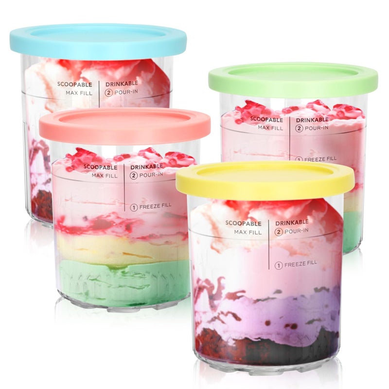 For Ninja Creami Deluxe Pints  4 Pack NC500 NC501 Ice Cream Pint fit for Ninja Delux Ice Cream Maker For Ninja Creami Deluxe Containers Hold 24 Ounces of Food Dishwasher Safe