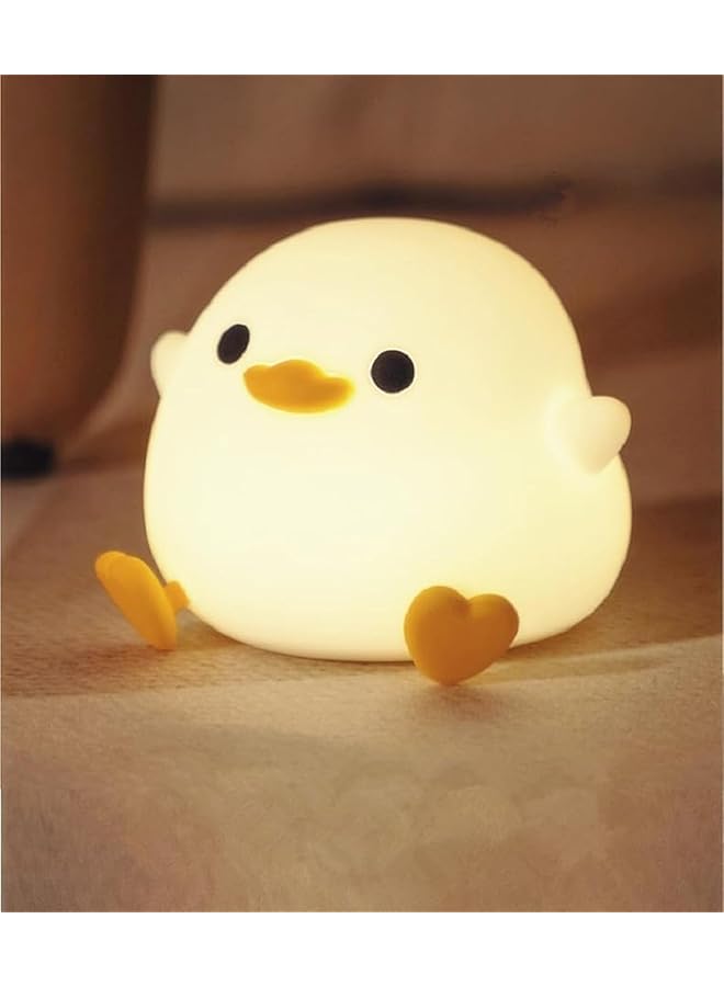 The Bros Duck Night Light for Kids,Soft Silicone Cute Night Lamp for Kids Room,Touch Control Dimming,USB Rechargeable Portable Night Light,Gifts for Boys & Girls - Image 1