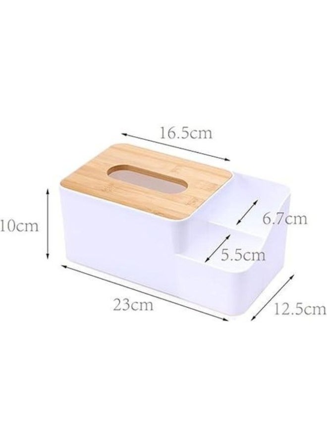 FALMER - Multi-purpose Tissue Box Holder with Organizer for Organizing Pens, Remote Control, Phone - Image 1