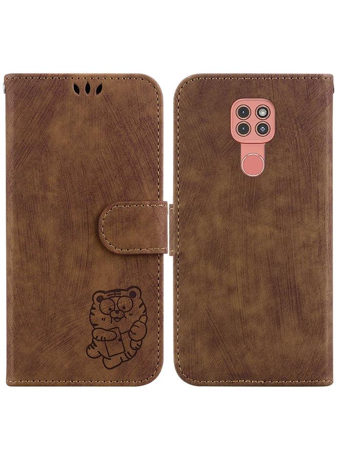 S-TOP Case For Motorola Moto G9 Play / E7 Plus Little Tiger Embossed Leather Phone Case - Image 1
