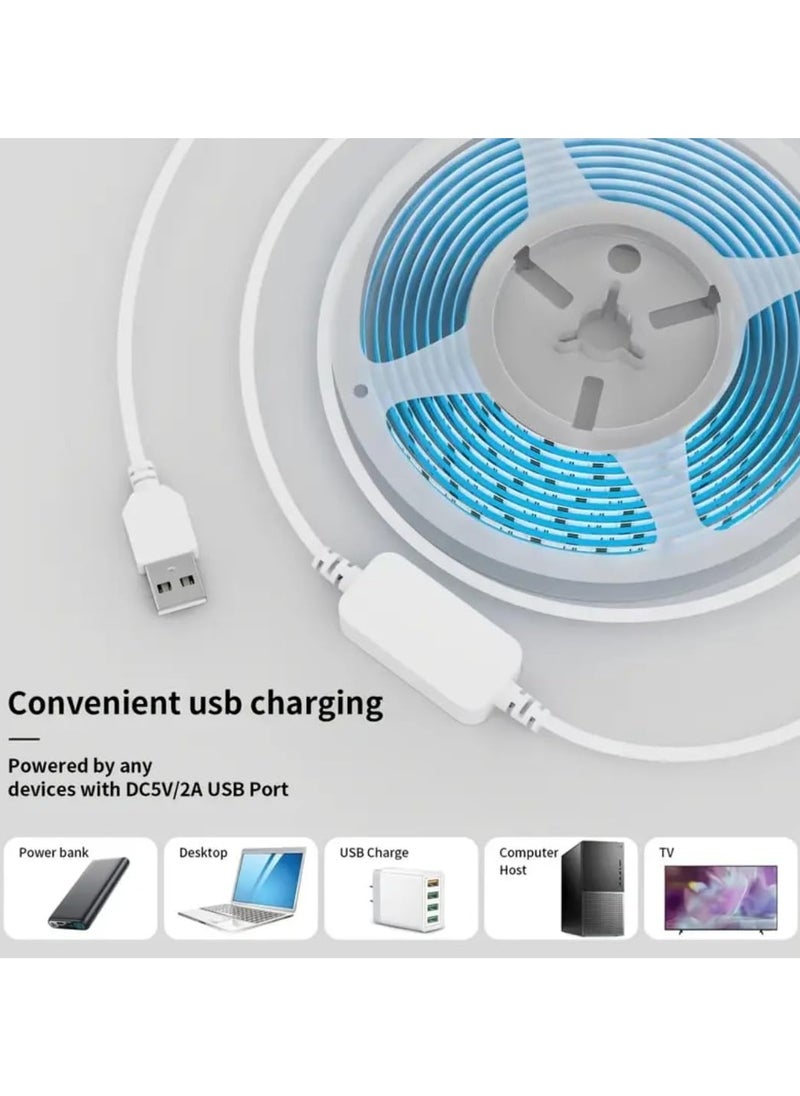 رات سو قطاع ضوء 5M مع جهاز استشعار حركة اليد تحت غطاء مزود بمفتاح إضاءة LED شرائط إضاءة خزانة المطبخ رصيف غرفة النوم المضادة للحركة جهاز استشعار الغلال الحث ضوء الليل الدافئ  - Image 5