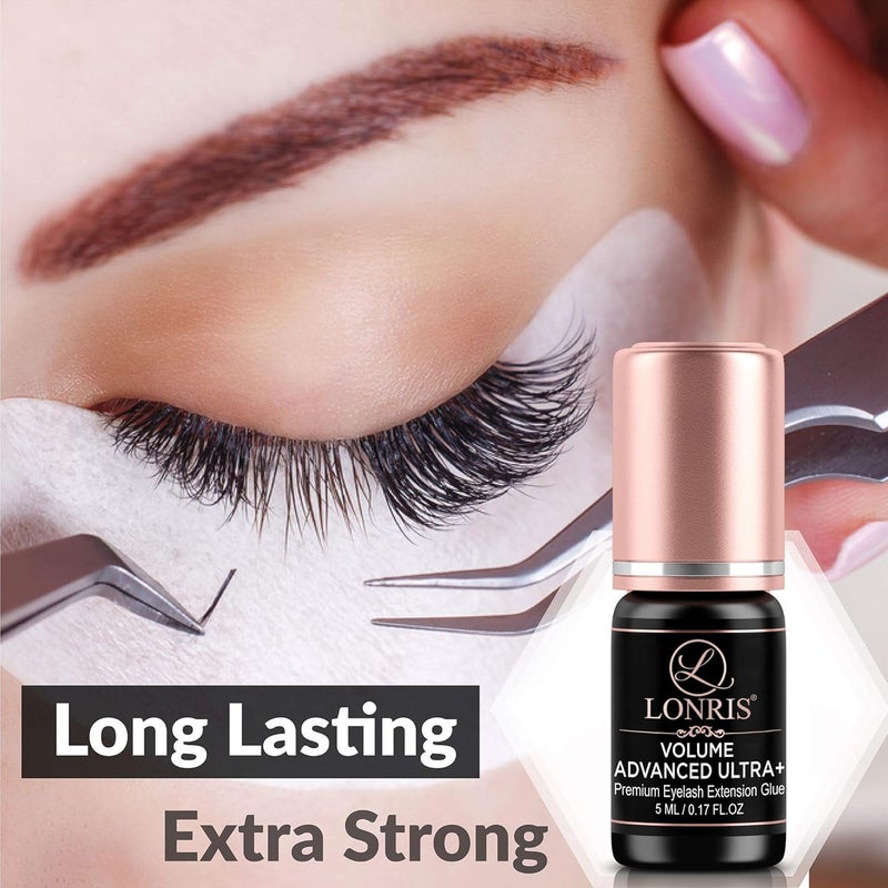 LONRIS STRONGEST Professional Individual Eyelash Extension Glue 5 ml | Extra Strong Semi Permanent Black Adhesive Eye Lash Bonding Supplies | 1-2 Seconds Drying Time | 7-8 Weeks Retention | Latex Free - Image 3