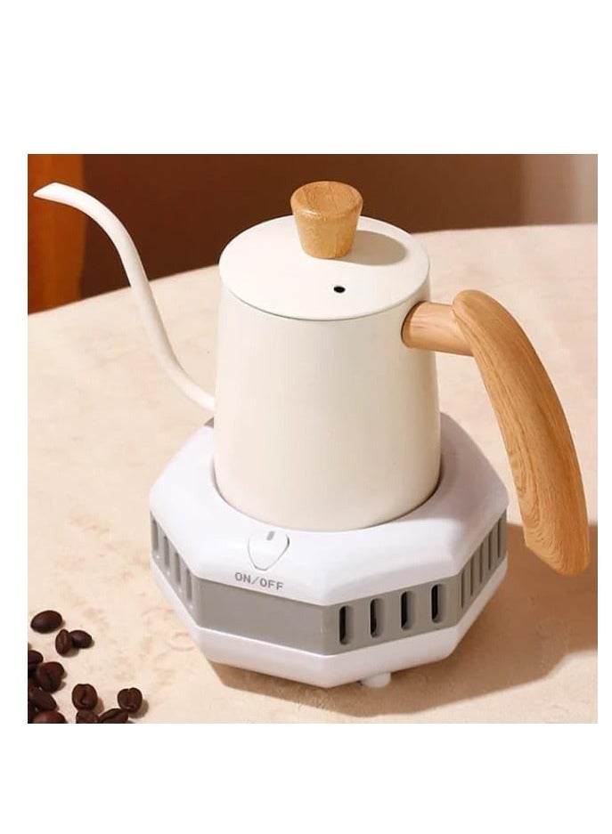 Liying 350ml Stainless Steel Pour over Coffee Kettle Drip Coffee Pot with Wooden Design Handle and Lid, Long Narrow Spout Coffee Pot Tea Stove Kettles for Home Brewing, Camping and Traveling (White) - Image 4