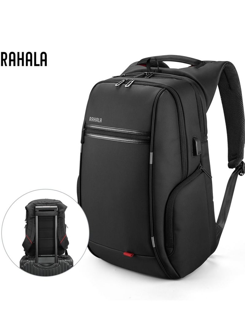 RAHALA KG-119 15.6-Inch Laptop Waterproof Business Multi-Compartment Backpack USB Outport Black  - Image 5