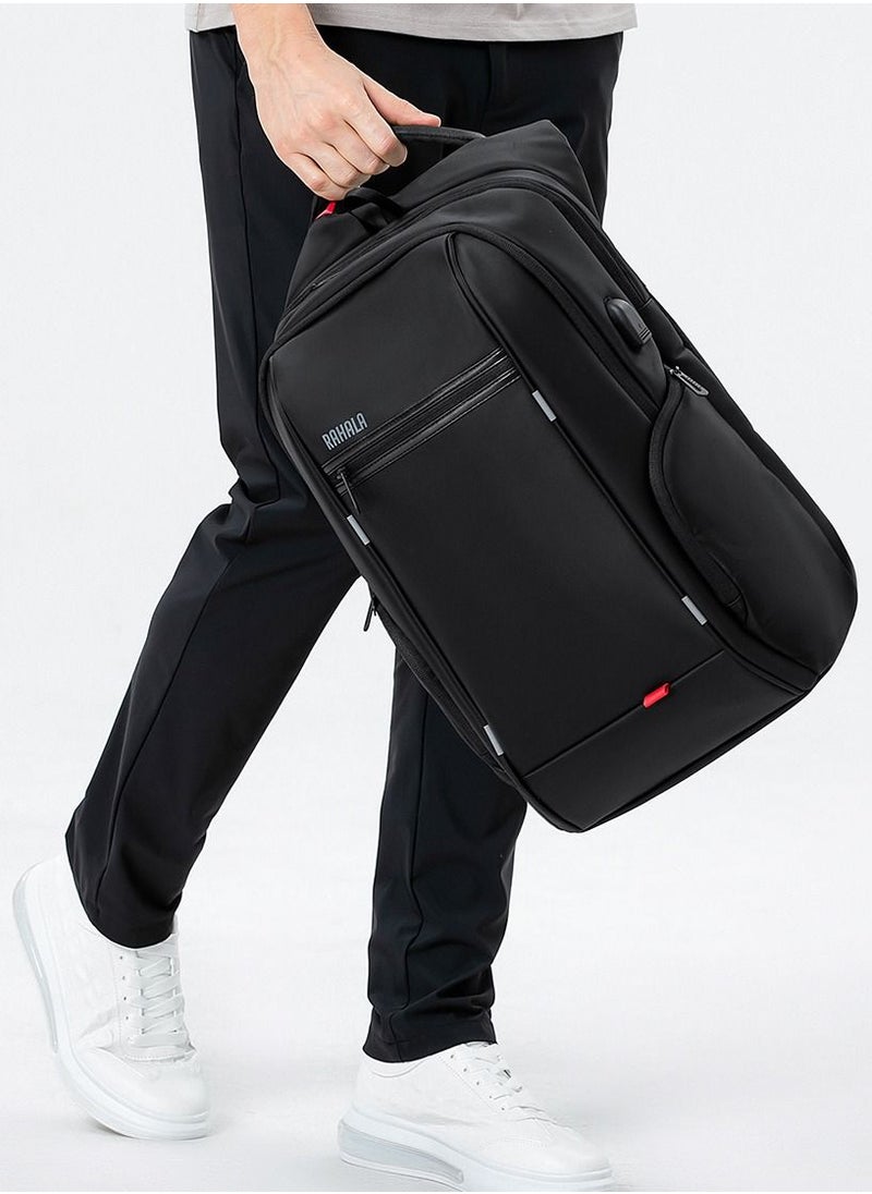 RAHALA KG-119 15.6-Inch Laptop Waterproof Business Multi-Compartment Backpack USB Outport Black  - Image 3
