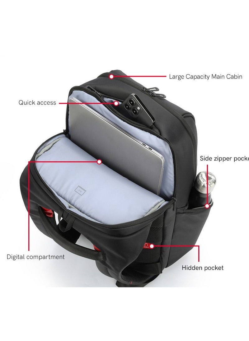 RAHALA KG-119 15.6-Inch Laptop Waterproof Business Multi-Compartment Backpack USB Outport Black  - Image 4