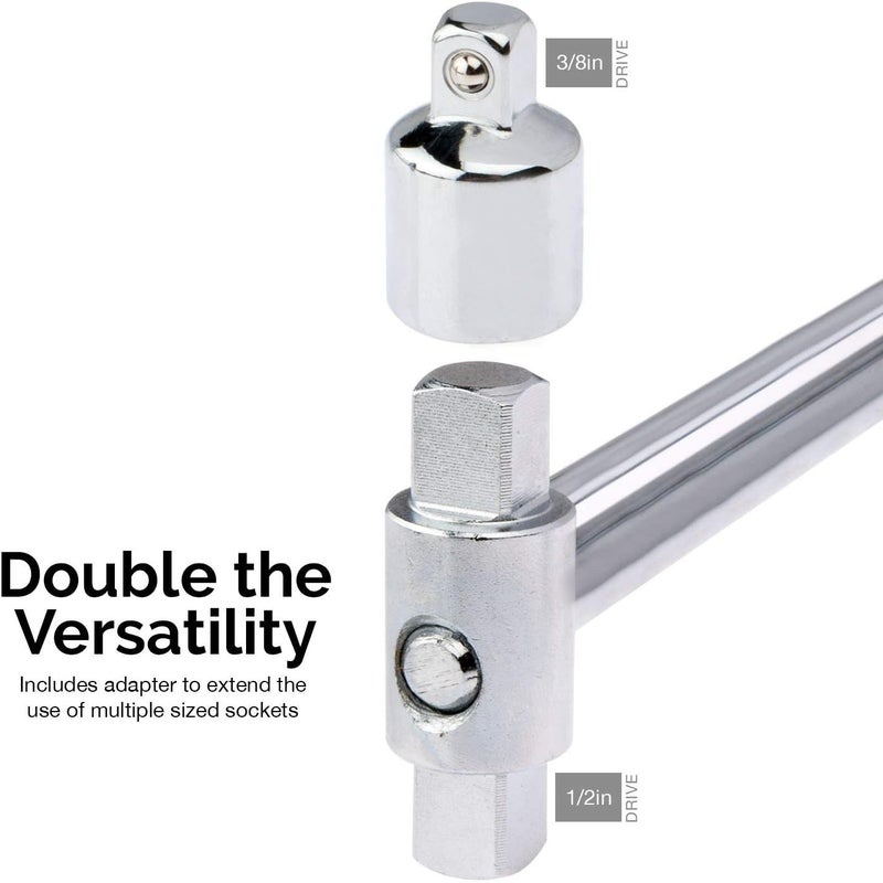TOOLUXE 03703L Dual Drive Beam Style Torque Wrench | 3/8” & ½” Drives | 17” Length | 0-150 Ft-Lbs | SAE | Premium Steel Alloy - Image 3