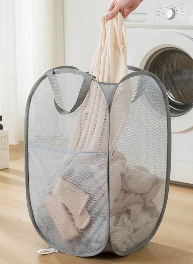 Foldable Pop Up Net Laundry Basket - Storage Solution - Compact Bin - Mesh Collapsible Bag  Home Toy Organizer - Image 2