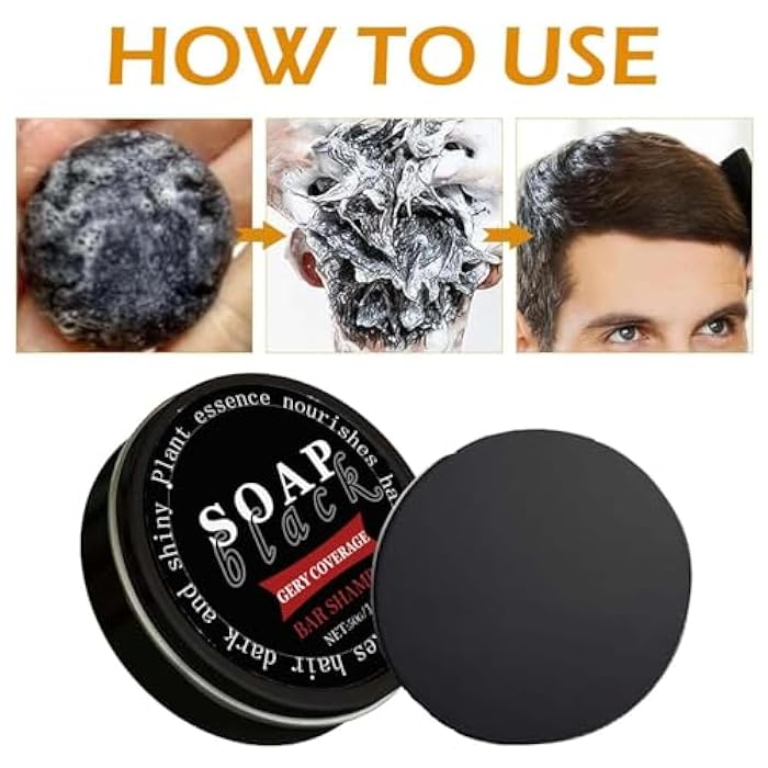 Black Soap Gray Hair Coverage Soap, Black Hair Shampoo Bar for Hair Darkening and Stronger, Grey Hair Reverse Bar Restore Healthy Hair Color - Image 2