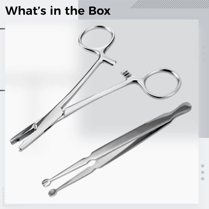 2 Pcs Piercing Tools, Stainless Steel Plier With Grabber, Clamping Tweezers, For Nose Lip Ear Body Piercing, 9-3 Mm Barbell Clamp - Image 3