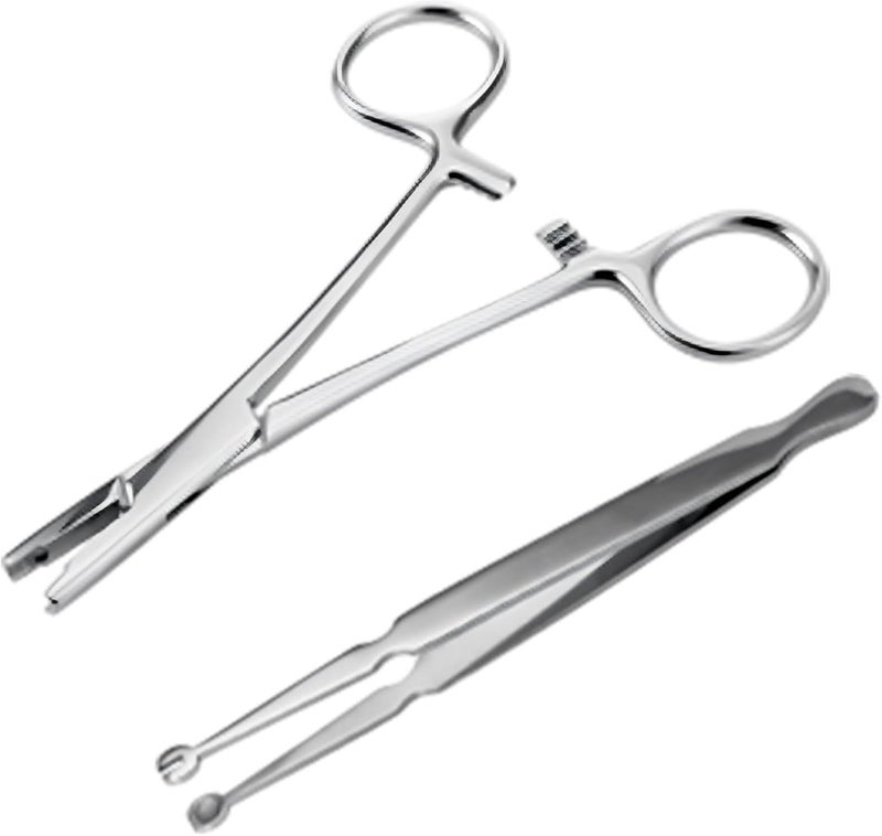 2 Pcs Piercing Tools, Stainless Steel Plier With Grabber, Clamping Tweezers, For Nose Lip Ear Body Piercing, 9-3 Mm Barbell Clamp - Image 1