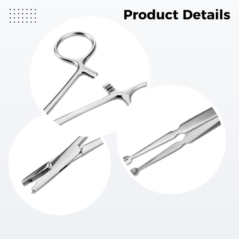 2 Pcs Piercing Tools, Stainless Steel Plier With Grabber, Clamping Tweezers, For Nose Lip Ear Body Piercing, 9-3 Mm Barbell Clamp - Image 5