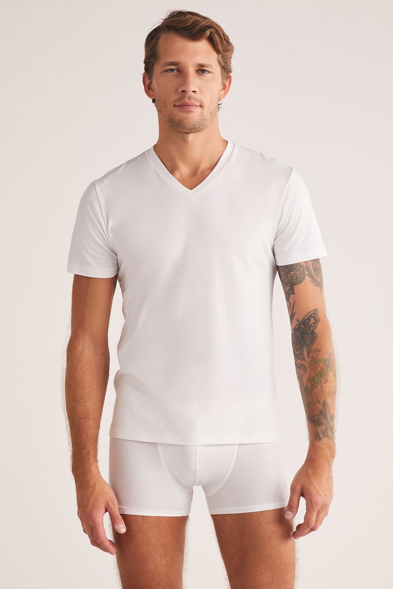 KOM Short Sleeve Cotton Modal Men's Antonio V Neck T-shirt  - Image 1