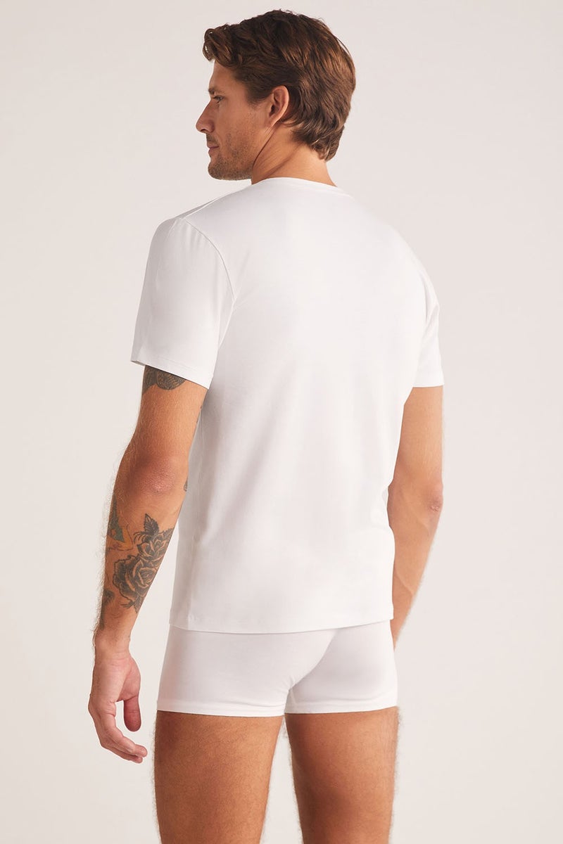 KOM Short Sleeve Cotton Modal Men's Antonio V Neck T-shirt  - Image 3