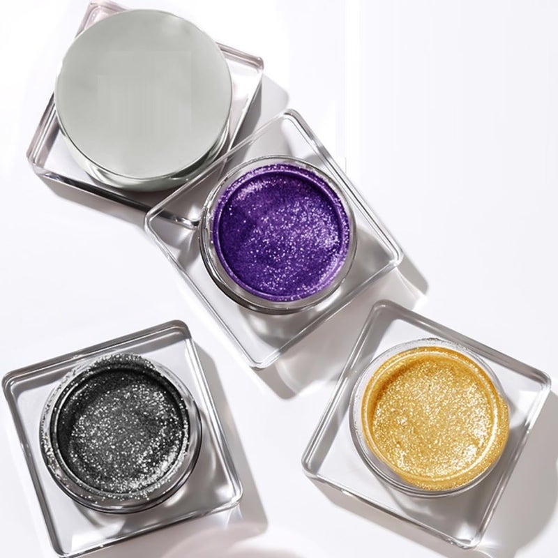 Liquid Eyeshadow Glitter Gel Set 3 Pcs Liquid Highlighter Smoky Eye shadow Polarized metallic Glitter Shimmer Highlight Makeup Sparkly Golden Purple Black