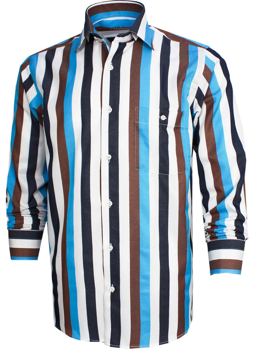 Varetta Long Sleeve Striped Blue Men's Shirt