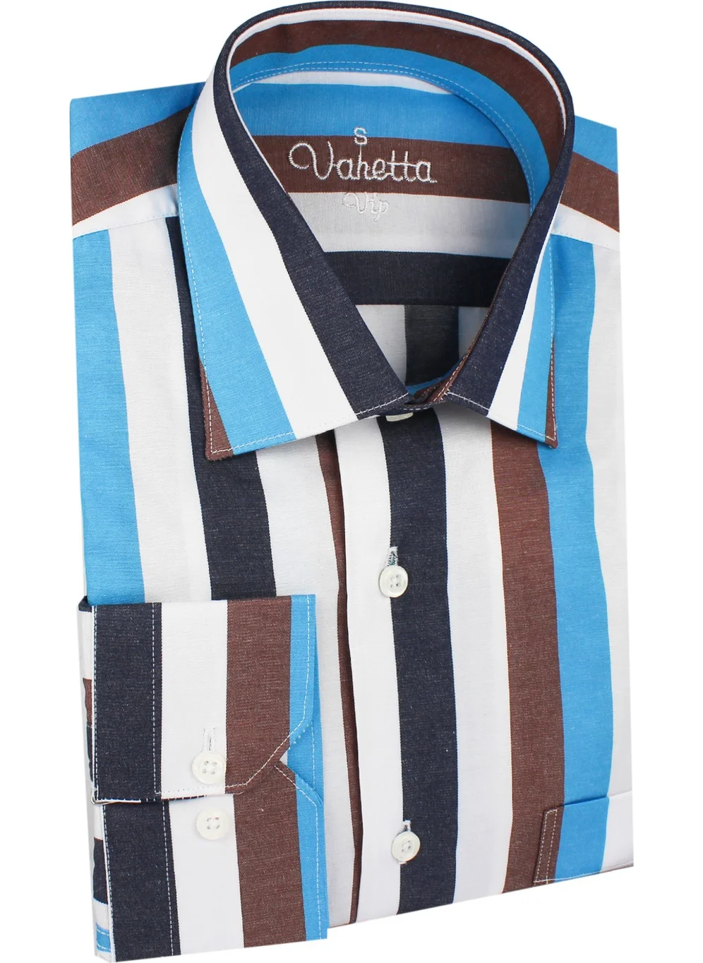 Varetta Long Sleeve Striped Blue Men's Shirt