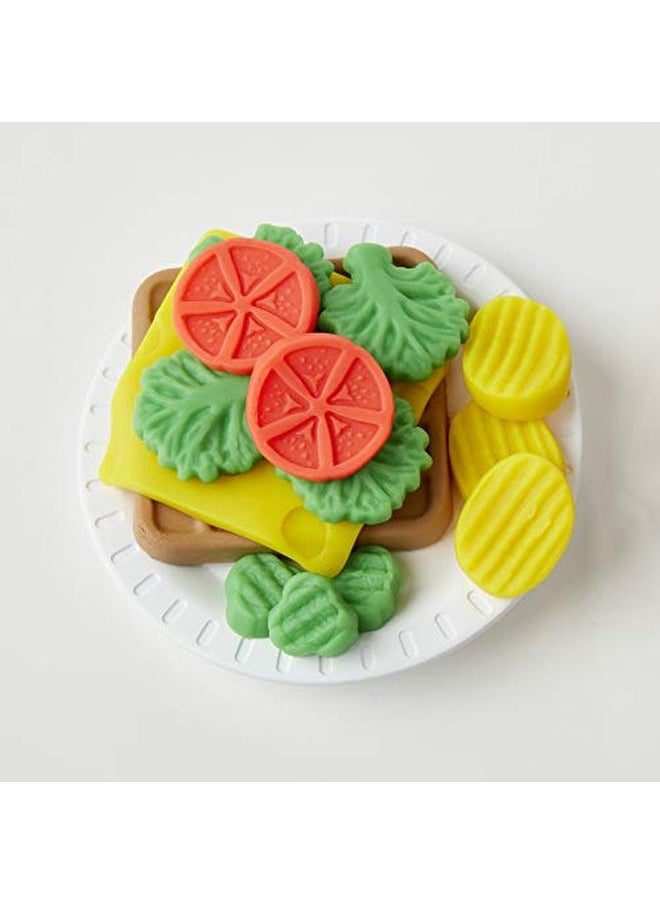 Play-Doh - Kitchen Creations Cheesy Sandwich Play Food Set For Kids 3 Years And Up Elastix Compound And 6 Additional Colors - Image 1