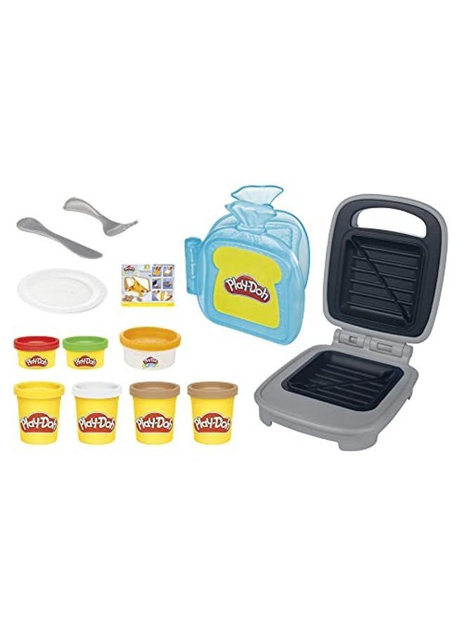 Play-Doh - Kitchen Creations Cheesy Sandwich Play Food Set For Kids 3 Years And Up Elastix Compound And 6 Additional Colors - Image 1