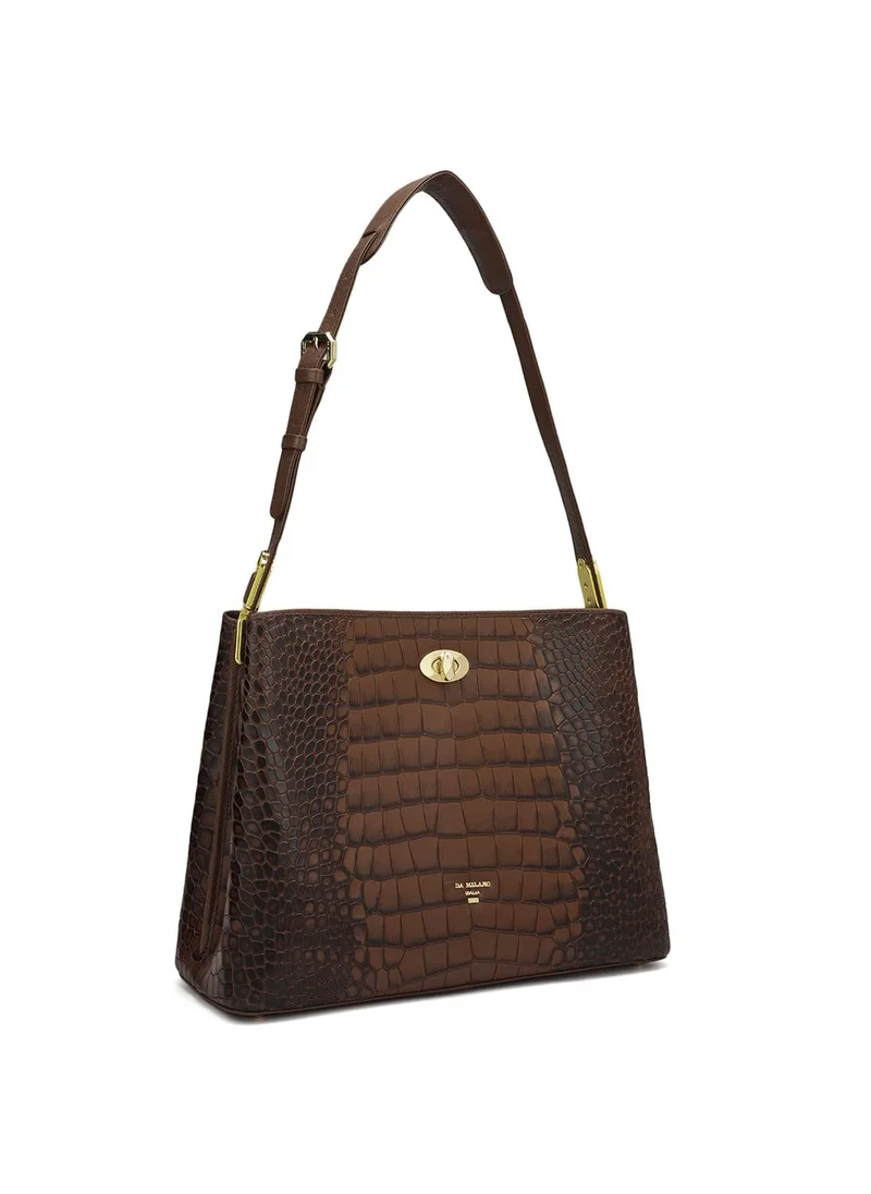 Da Milano Genuine Leather Brown Tote Bag