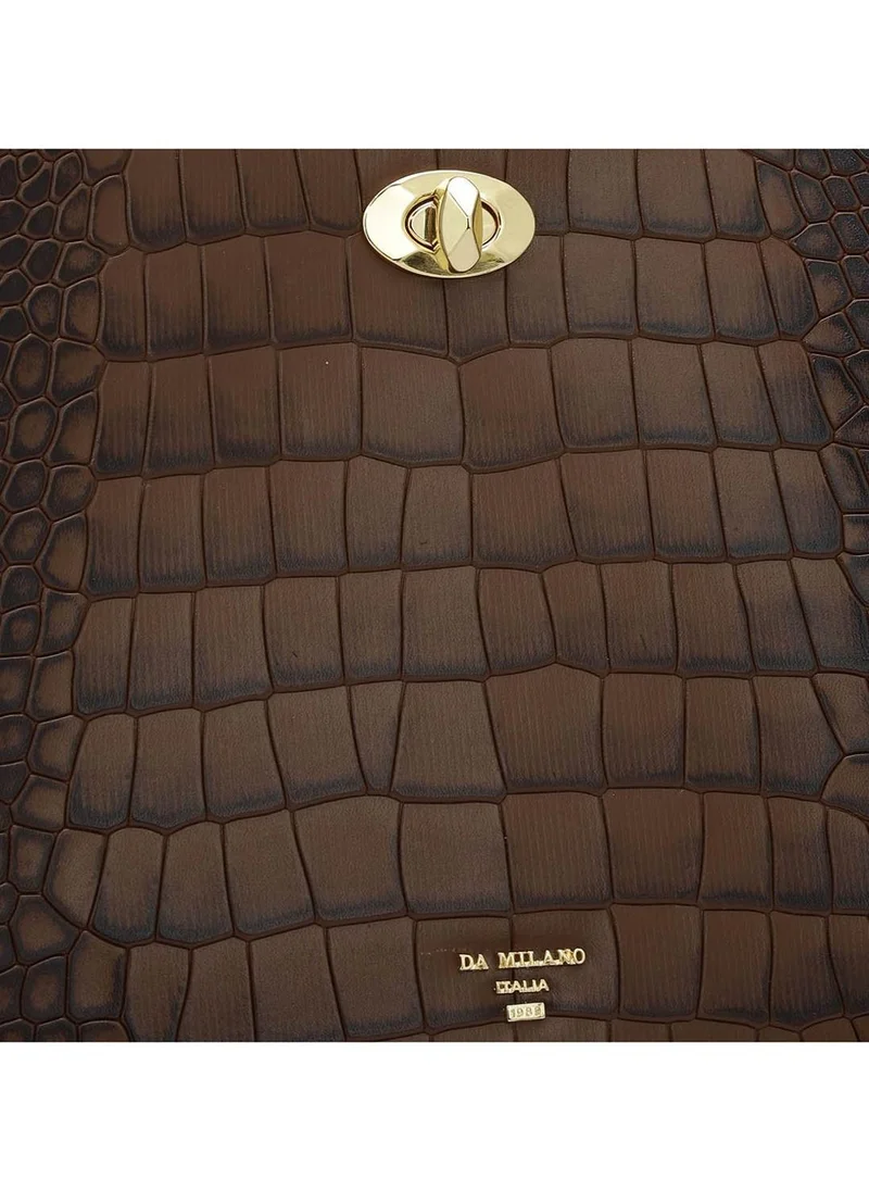 Da Milano  Genuine Leather Brown Tote Bag for Women | Best Price UAE