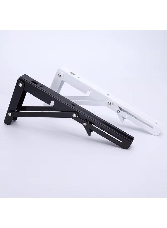 Steel folding shelf stand, black, 30 cm, stable triangular structure, maximum load 67.5 kg, 2 pieces - Image 3