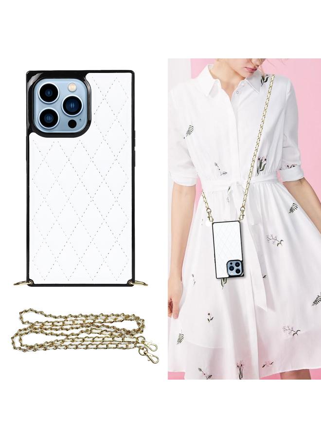 S-TOP Case For iPhone 14 Pro Crossbody Rhombic Microfiber Leather Phone Case - Image 1