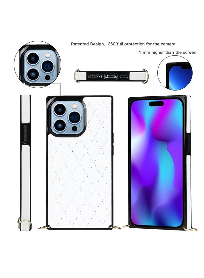 S-TOP Case For iPhone 14 Pro Crossbody Rhombic Microfiber Leather Phone Case - Image 2