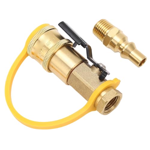 Hyuduo 1/4 Inch Brass Gas Quick Connect Fitting with Shut Off Valve for RV Grill Pizza Oven Generator Fire Pit Camping and BBQ Low Pressure Systems - Image 5