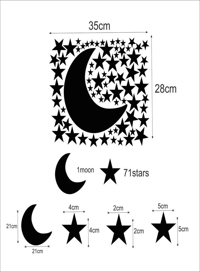 Sticker Yard Stickers Yard Black Moon & Stars Wall Sticker PVC Vinyl Standard Size- 101cm X 101cm Color-Multicolor, - Image 2