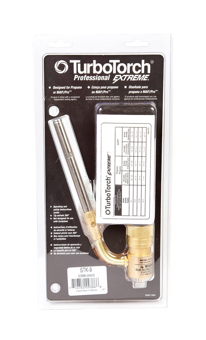 ESAB TURBOTORCH 0386-0403 STK-9 Hand Torch Kit for Soft Soldering and Brazing Copper, Brass, Steel, Bronze, Aluminum, Propane/Mapp Pro, Extreme Swirl Technology, 360 Degree, STK-R Regulator, ST-3 Tip - Image 5
