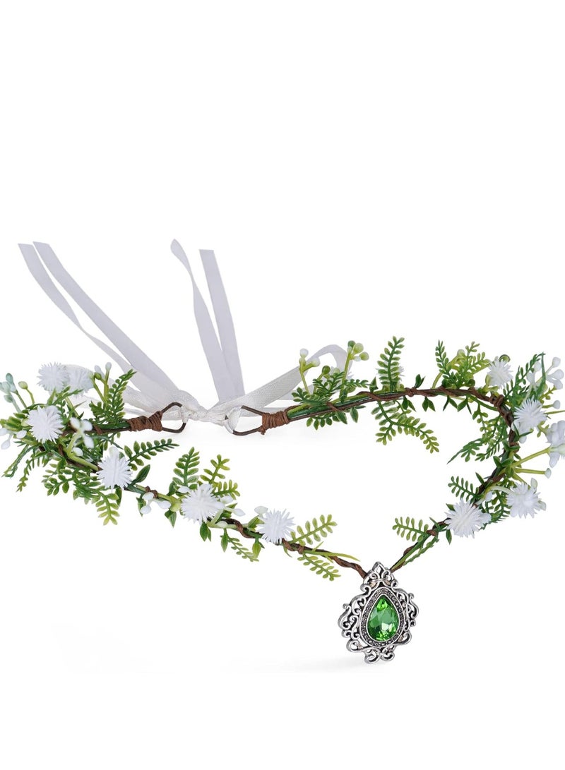 SYOSI Woodland Flower Crown Elf Florla Headband Forest Fairy Headpiece for Women Girls Wedding Cosplay Bridal Shower Party - Image 1