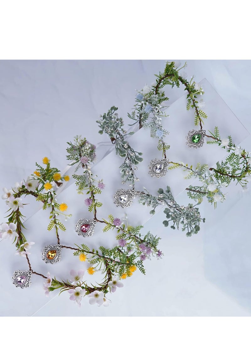 SYOSI Woodland Flower Crown Elf Florla Headband Forest Fairy Headpiece for Women Girls Wedding Cosplay Bridal Shower Party - Image 5