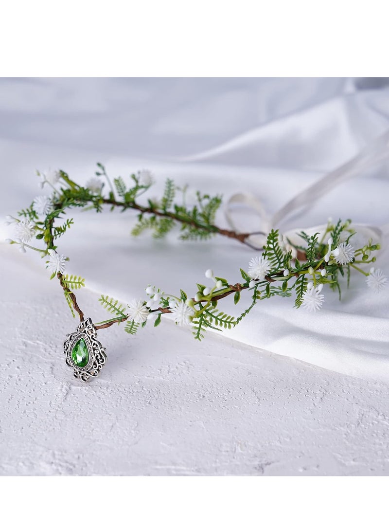 SYOSI Woodland Flower Crown Elf Florla Headband Forest Fairy Headpiece for Women Girls Wedding Cosplay Bridal Shower Party - Image 4