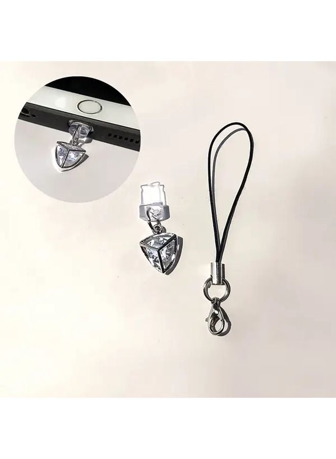 سدادة غبار للهاتف على شكل مثلث مجوف من الزركونيا مع سير لآيفون 6 حتى 14 برو ماكس - Image 1