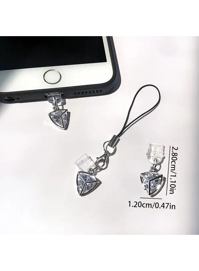 سدادة غبار للهاتف على شكل مثلث مجوف من الزركونيا مع سير لآيفون 6 حتى 14 برو ماكس - Image 3