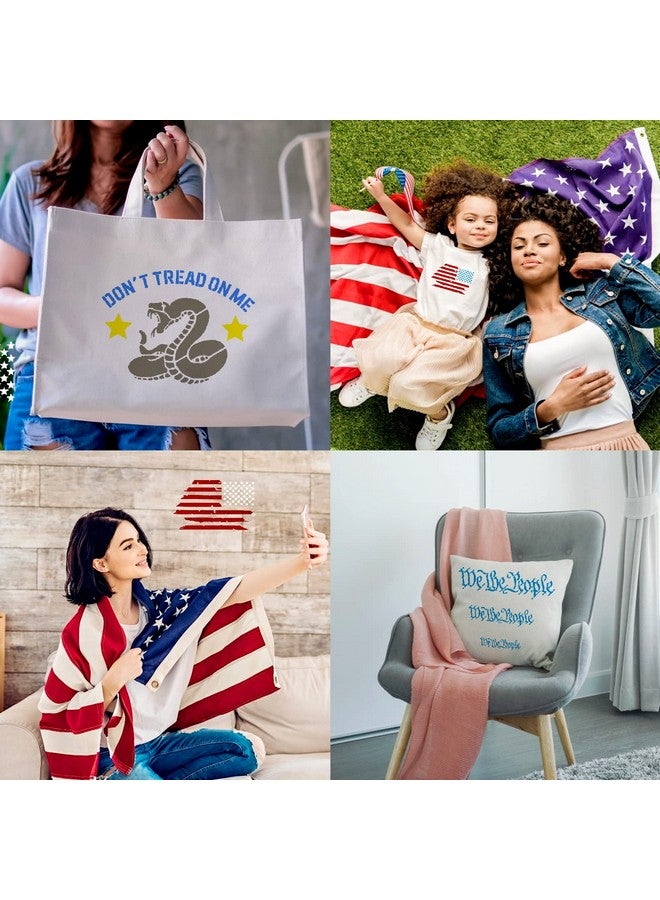 OBANGONG 9 Pcs American Flag Stencils We The People Stencil Don'T Tread On Me Stencils Reusable Tracing Templates Tracing Stencils For Adults Stencils For Diy Card Albums Wall Floor Crafts Decors - Image 3