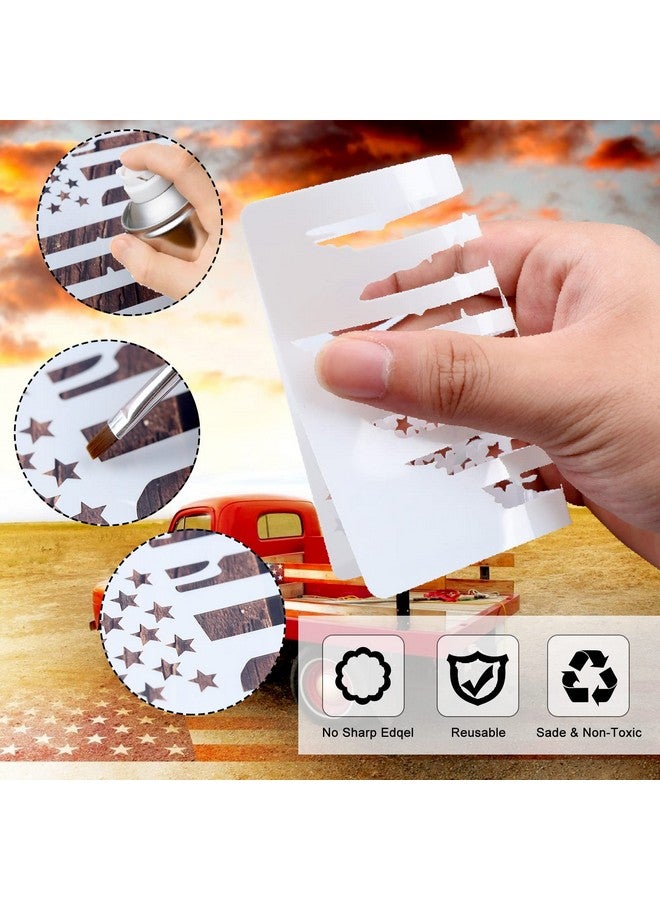 OBANGONG 9 Pcs American Flag Stencils We The People Stencil Don'T Tread On Me Stencils Reusable Tracing Templates Tracing Stencils For Adults Stencils For Diy Card Albums Wall Floor Crafts Decors - Image 4