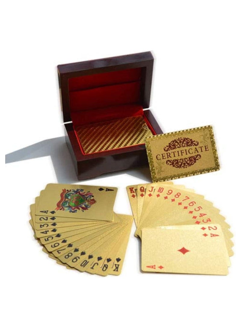 RATSAW 24K Gold Foil Plated Playing Cards Traditional Set With Wooden Box Free  - Image 1