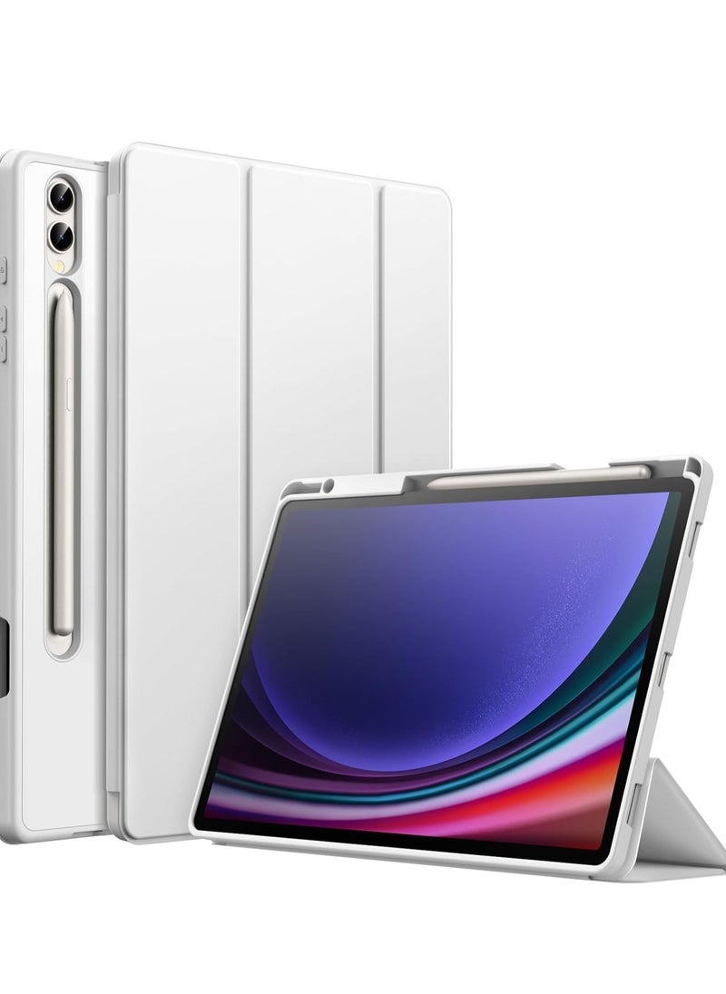 SmartGrist Samsung Galaxy Tab S10 Plus / Tab S9 Plus 12.4-Inch – Soft TPU Tri-Fold Stand Protective Cover Case with S Pen Holder, S Pen Charging Support, Auto Wake/Sleep (White) - Image 1