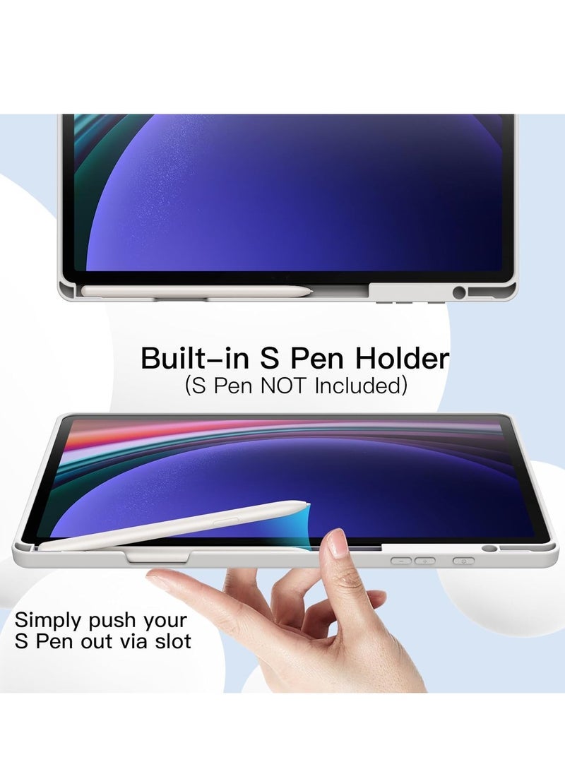 SmartGrist Samsung Galaxy Tab S10 Plus / Tab S9 Plus 12.4-Inch – Soft TPU Tri-Fold Stand Protective Cover Case with S Pen Holder, S Pen Charging Support, Auto Wake/Sleep (White) - Image 4