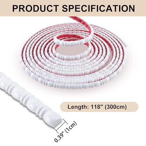Hungbak 0.39" x 118" Peel and Stick Finished White Bead and Reel Molding Trim - Self-Adhesive Decorative Strip for Picture Frame, Mirror, Shelf, Wall, Door, Cabinet - Image 2