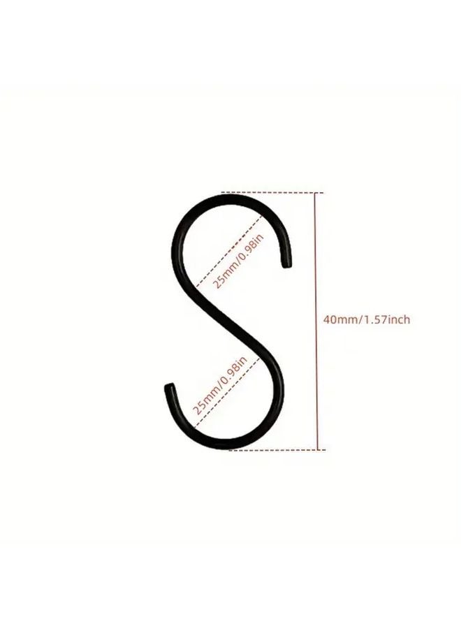 40pcs Black S Hooks Heavy Duty Metal Anti Slip Wall Hooks Multi Purpose Space Saving - Image 4