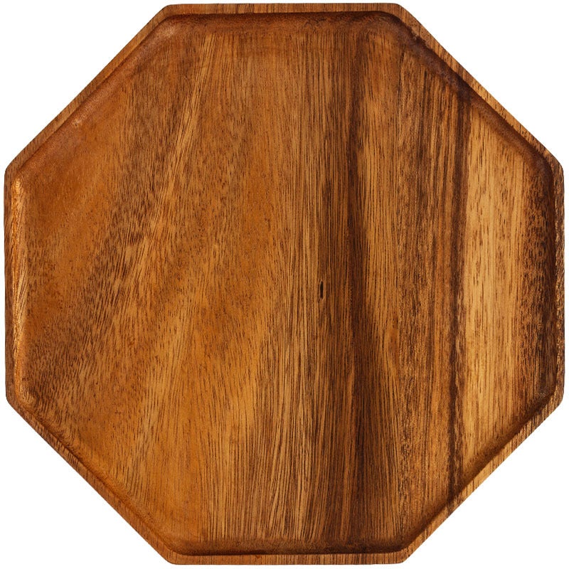 Solid Wood Plate Wooden Tray Household Round Octagon Dinner Plate Fruit Snack Breakfast Plate Acacia Wood Sushi Plate - Image 5