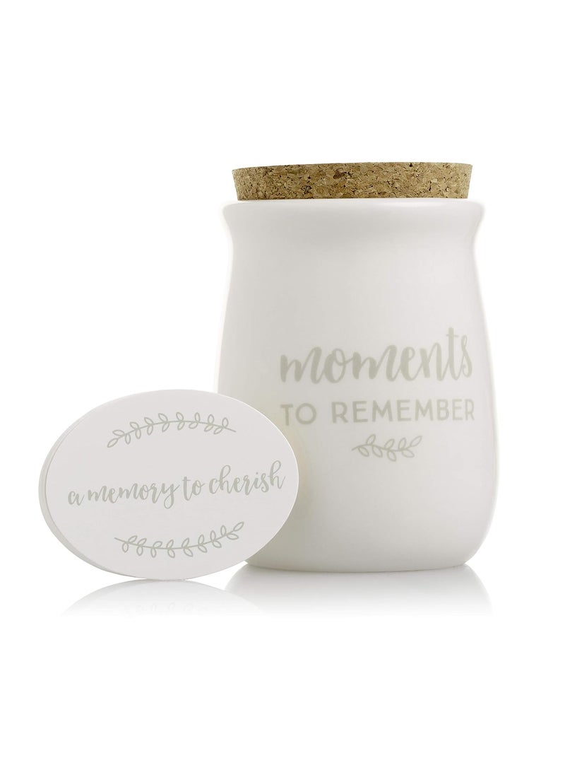 pearhead Pearhead Gratitude Jar Ceramic Blessings Keepsake Jar with Cork Topper and Memories to Cherish Notecards Personalized Gift Idea Christmas Gifts Holiday Gift Ideas Wedding Christmas Gifts White  - Image 1