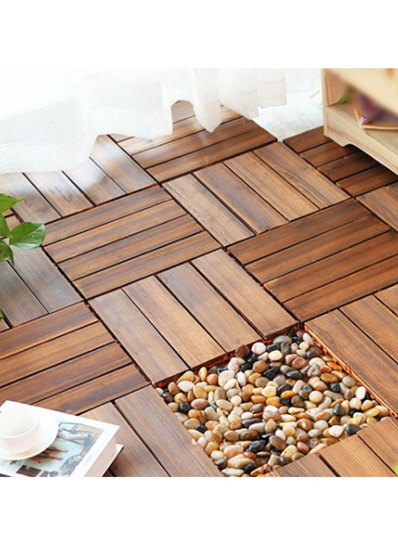 LINGWEI Wood Interlocking Flooring Tiles Straight Pattern Patio Deck Tiles 30 x 30 CM(Pack of 5) Solid Wood Pine Deck Tiles for Garden Indoor Outdoor  - Image 1