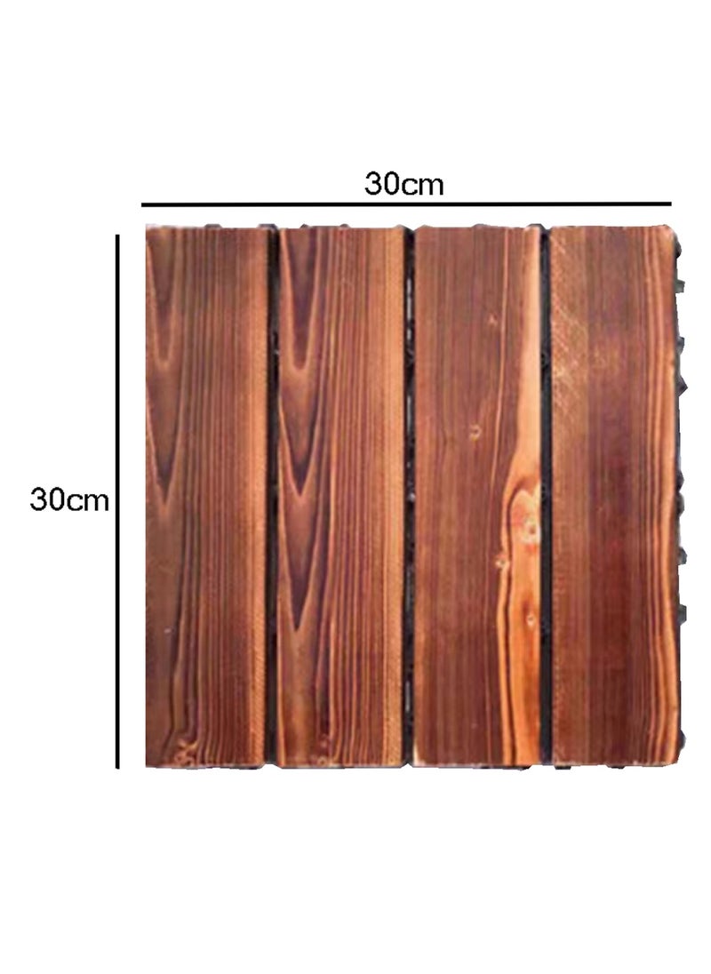 LINGWEI Wood Interlocking Flooring Tiles Straight Pattern Patio Deck Tiles 30 x 30 CM(Pack of 5) Solid Wood Pine Deck Tiles for Garden Indoor Outdoor  - Image 5